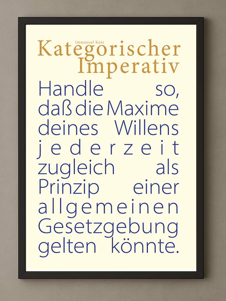 Poster 50x70 cm, kategorischer Imperativ von Kant, ansprechend gestaltet.