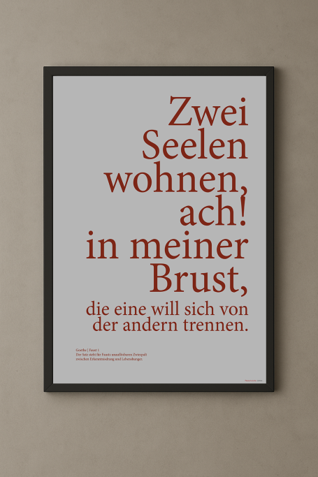 Poster 50x70 cm, Zitat Faust von Goethe : zwei Seelen in meiner Brust