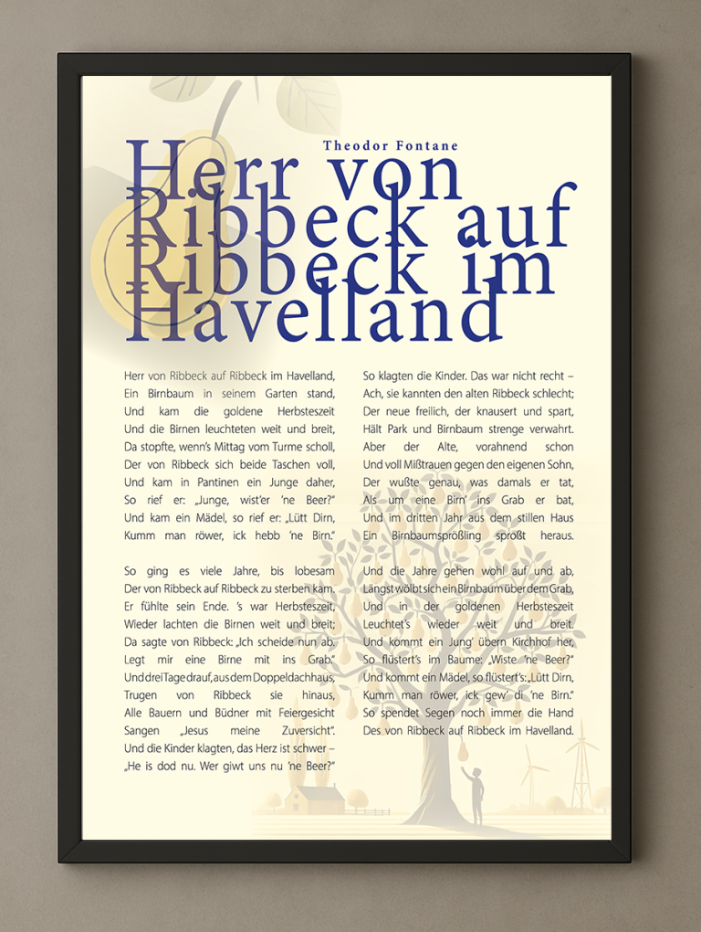 Poster Herr von Ribbek auf Ribbek im Havelland, Format 50x70 cm
