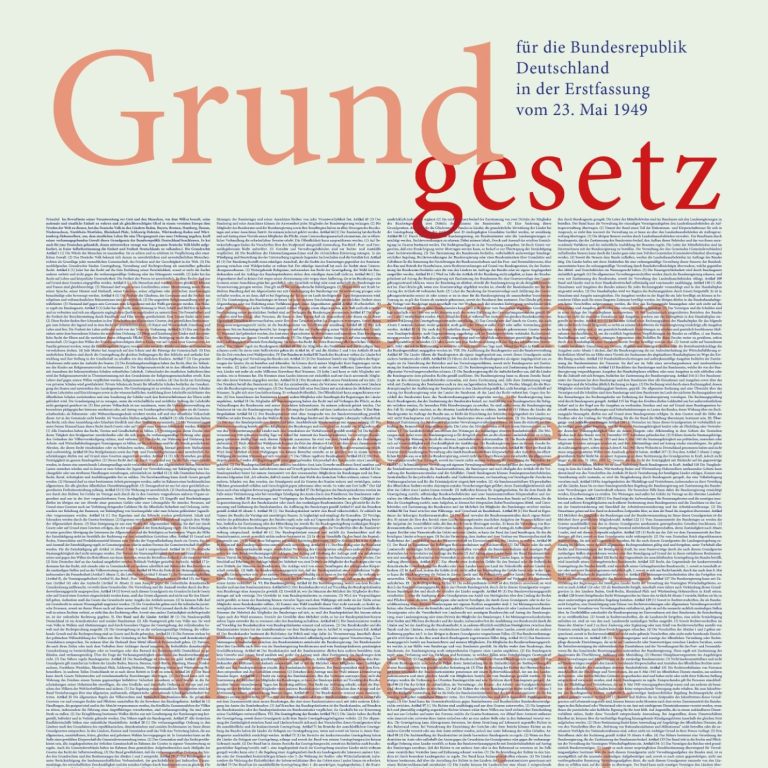 Poster vom Grundgesetz der Bundesrepublik Deutschland, einmalig gestaltet.