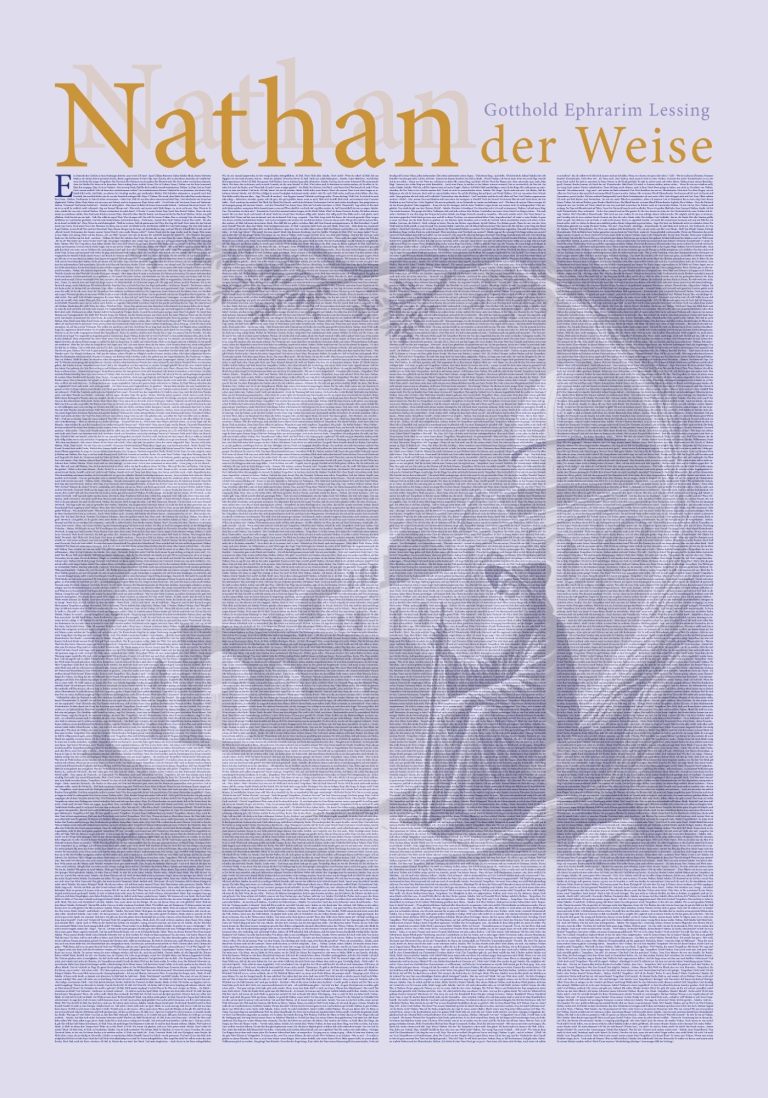 Poster "Nathan der Weise" von Ephraim Lessing. Der komplette Text ansprechend grafisch gestaltet. 