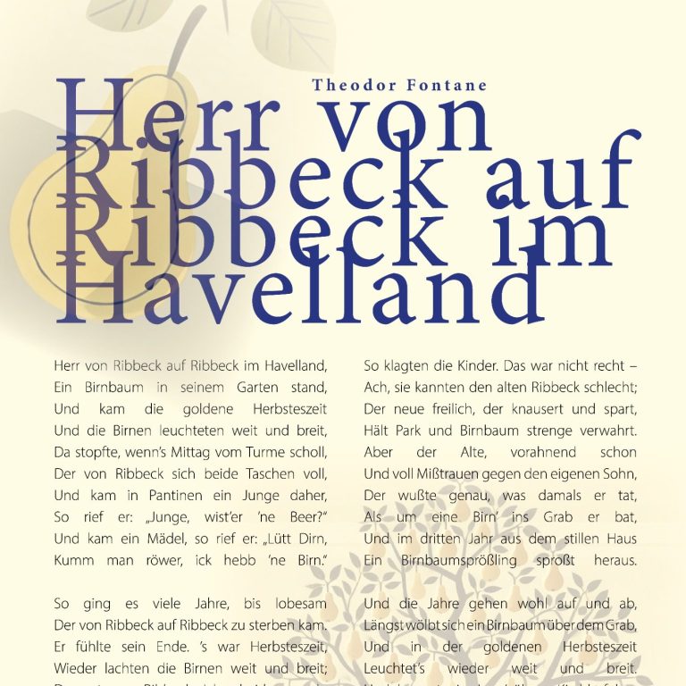 Poster von Theodor Fontane, einmalig gestaltet.