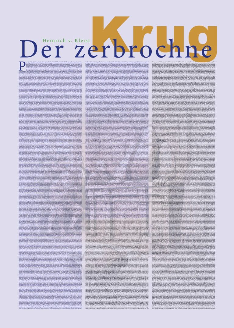 Poster "Der zerbrochne Krug" von Heinrich v. Kleist. Der komplette Text ansprechend grafisch gestaltet. 