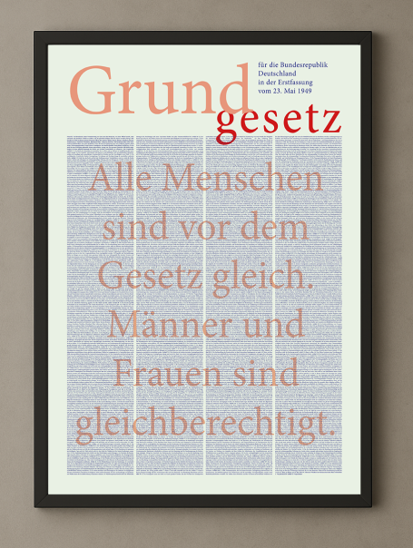 Poster 50x70 cm Grundgesetz der BR Deutschland. Hervorhebung: Männer und Frauen sind gleichberechtigt.