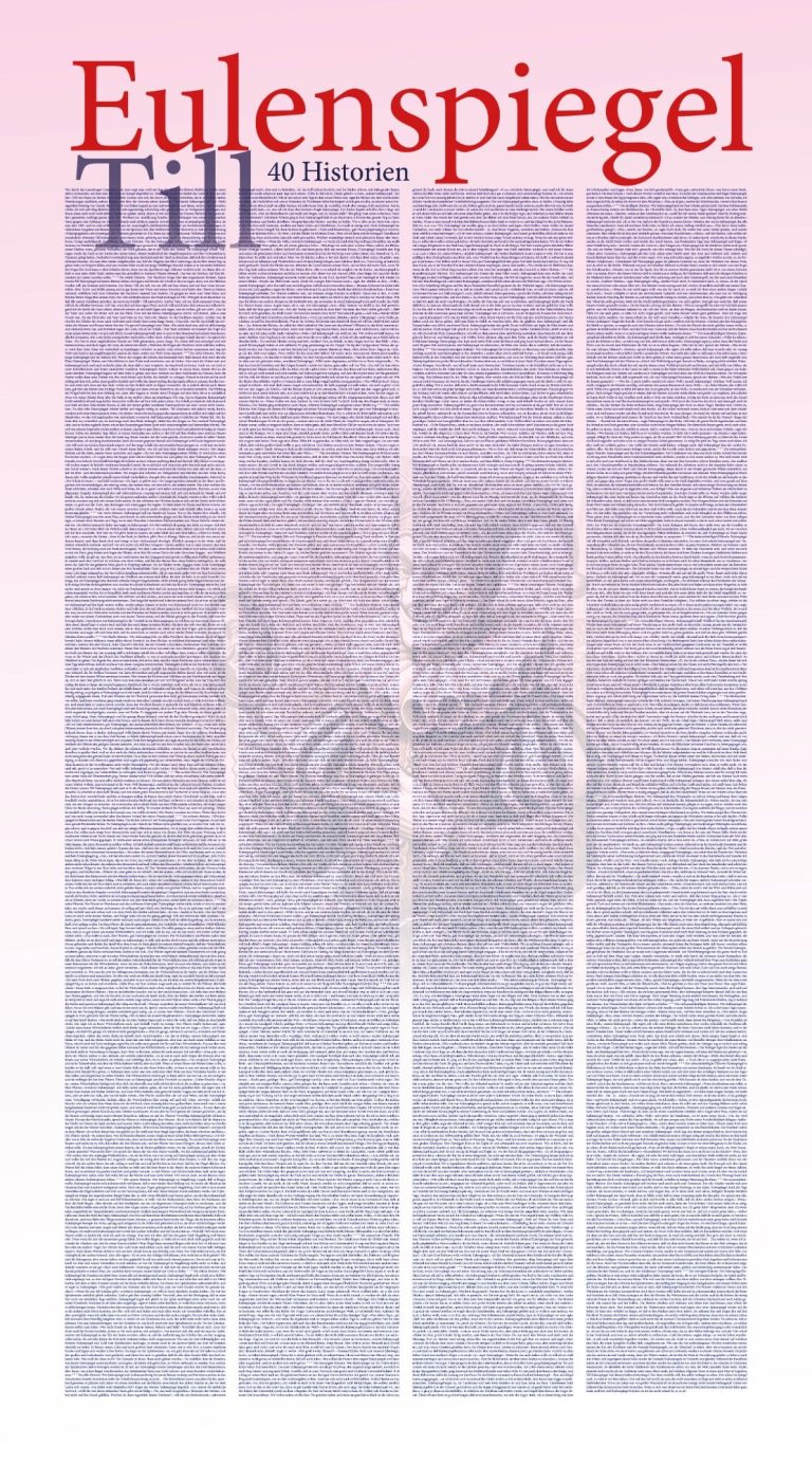 Poster 40 Geschichten von "Till Eulenspiegel". Der komplette Text ansprechend grafisch gestaltet. 